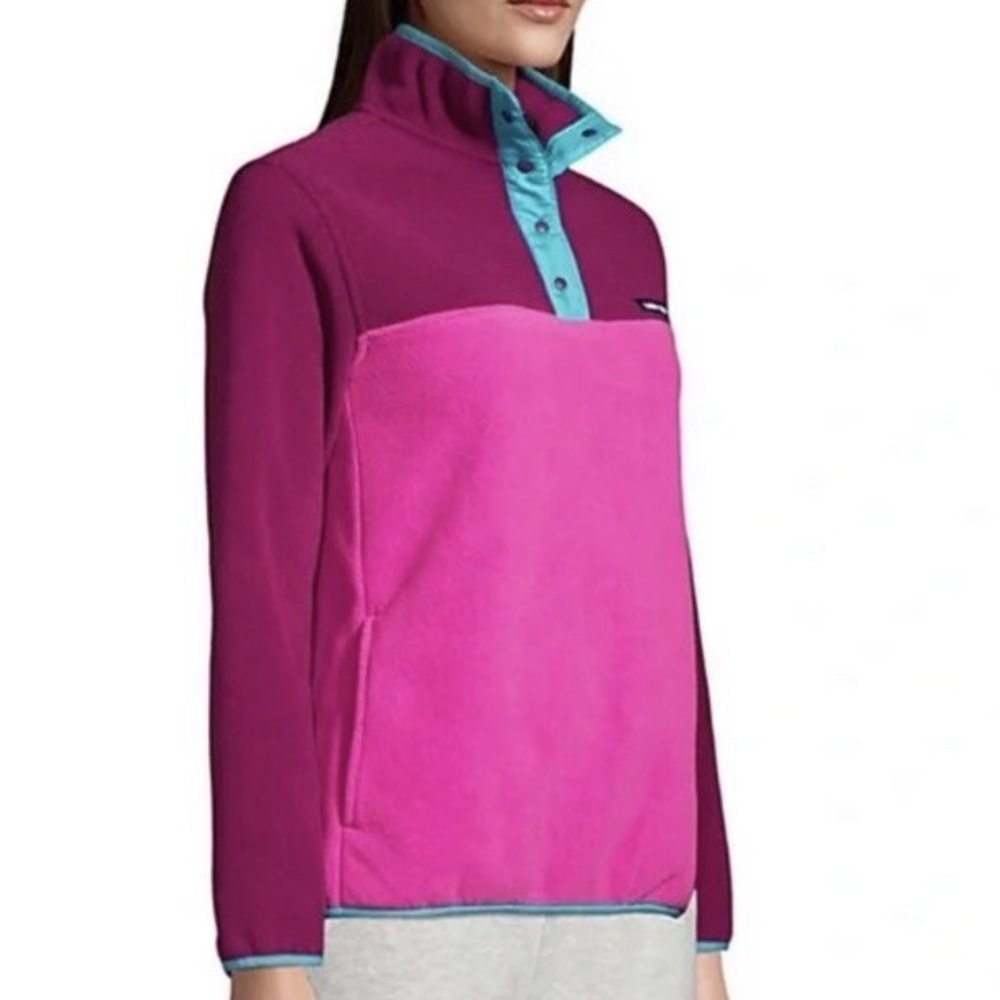 Landa End M Color Block Pullover Fleece Colorful Hiking Active Athleisure Preppy